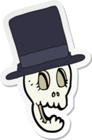 sticker of a cartoon skull wearing top hat png