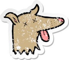 retro distressed sticker of a cartoon dead dog face png