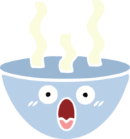 flat color retro cartoon of a bowl of hot soup png