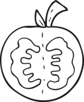 hand drawn black and white cartoon tomato png