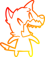 warm gradient line drawing of a laughing fox cartoon png