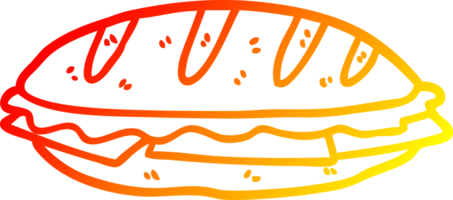 chaud pente ligne dessin de une fromage sandwich png