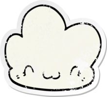 pegatina angustiada de una nube de dibujos animados png