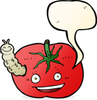 Cartoon-Tomate mit Käfer mit Sprechblase png