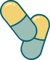 iconic tattoo style image of a pills png