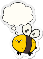 cartoon bee with thought bubble as a printed sticker png