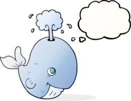 hand drawn thought bubble cartoon whale spouting water png