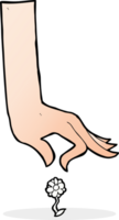 cartoon hand picking flower png