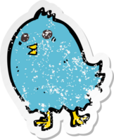 retro distressed sticker of a cartoon bluebird png