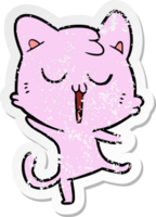 distressed sticker of a cartoon cat singing png