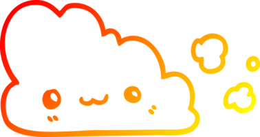 chaud pente ligne dessin de une mignonne dessin animé nuage png