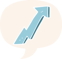 cartoon positive growth arrow with speech bubble in retro style png