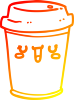 warm gradient line drawing of a cartoon take out coffee png