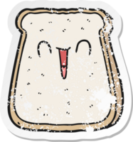 distressed sticker of a cartoon slice of bread png