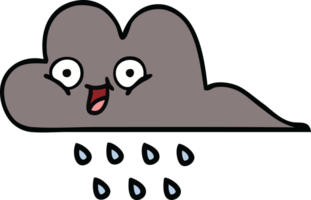 mignonne dessin animé de une orage pluie nuage png