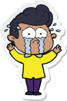 sticker of a cartoon crying man png