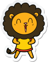 sticker of a laughing lion cartoon png