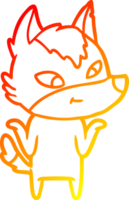 warm gradient line drawing of a friendly cartoon wolf png