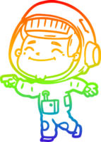 rainbow gradient line drawing of a happy cartoon astronaut png