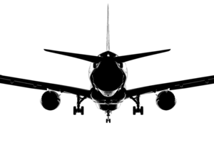 Silhouette outline of a passenger aircraft. AI generate png