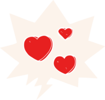 cartoon love hearts with speech bubble in retro style png