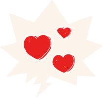 desenho animado amor corações com discurso bolha dentro retro estilo png