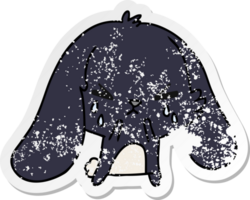 hand drawn distressed sticker cartoon of cute kawaii sad bunny png