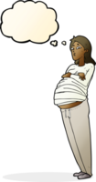 dessin animé femme enceinte avec bulle de pensée png