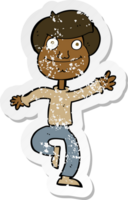 retro distressed sticker of a cartoon dancing man png