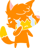 crying fox flat color style cartoon png