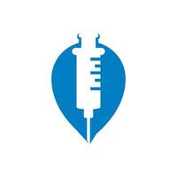 Syringe medical map pin icon logo design vector