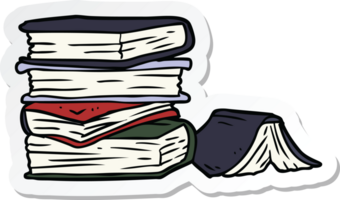 sticker of a cartoon pile of books png