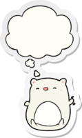 cartoon polar bear with thought bubble as a printed sticker png