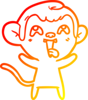 warm gradient line drawing of a crazy cartoon monkey png