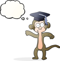 hand drawn thought bubble cartoon graduate monkey png