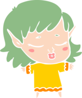 pretty flat color style cartoon elf girl png