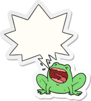 cartoon frog shouting with speech bubble sticker png