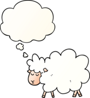 cartoon sheep with thought bubble in smooth gradient style png