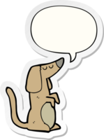 tekenfilm hond met toespraak bubbel sticker png