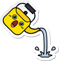 sticker of a cute cartoon pouring kettle png