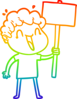 regnbåge lutning linje teckning av en tecknad serie Lycklig man png