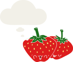 dibujos animados fresas con pensamiento burbuja en retro estilo png