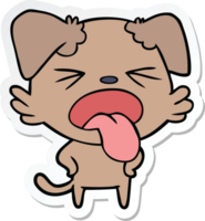 sticker of a cartoon disgusted dog png