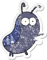 distressed sticker of a funny cartoon beetle png