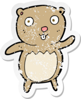 retro distressed sticker of a cartoon teddy bear png