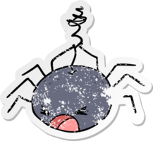 distressed sticker of a cartoon spider png