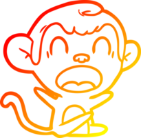 warm gradient line drawing of a shouting cartoon monkey png