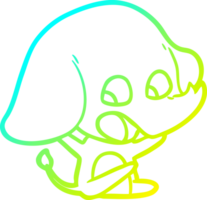 cold gradient line drawing of a cute cartoon elephant png