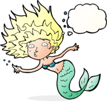 cartoon mermaid with thought bubble png