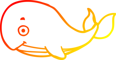 warm gradient line drawing of a cartoon whale png